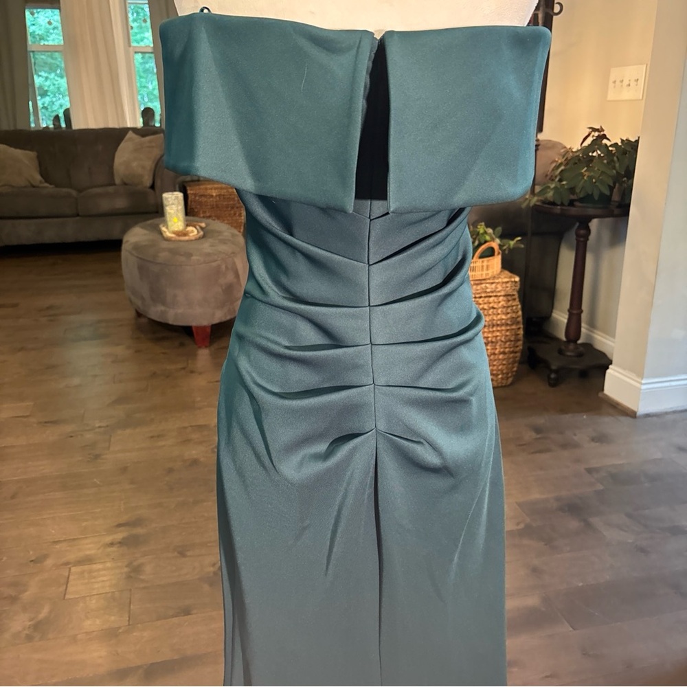 Xscape Green Ruched Strapless Sundress - Picture 6 of 8
